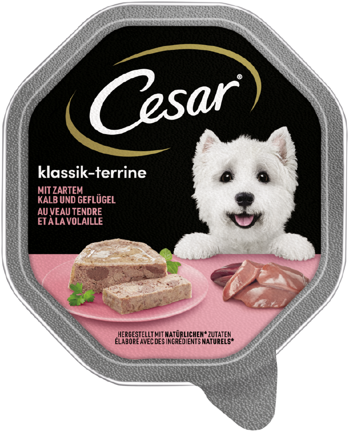 Cesar Hunde-Nassfutter Klassik-Terrine mit zartem Kalb und Geflügel